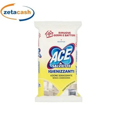 SALVIETTINE IGIENIZZANTI CON AZIONE SGRASSANTE 40 PEZZI ACE 1 SALVIETTINE IGIENIZZANTI CON AZIONE SGRASSANTE 40 PEZZI ACE