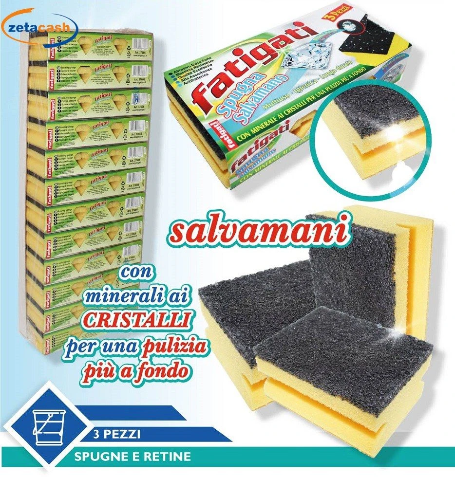 SPUGNA DA CUCINA SALVAMANI 3 PEZZI 1 SPUGNA DA CUCINA SALVAMANI 3 PEZZI