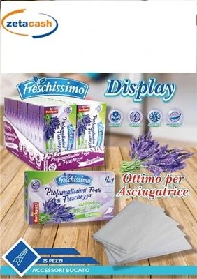 FOGLI FRESCHISSIMO PER ASCIUGATRICE LAVANDA 25 PEZZI 1 FOGLI FRESCHISSIMO PER ASCIUGATRICE LAVANDA 25 PEZZI