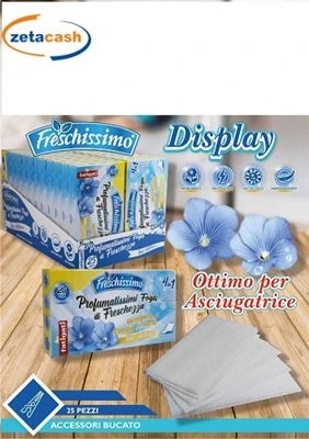 FOGLI FRESCHISSIMO PER ASCIUGATRICE LINO IDILLIACO 25 PEZZI 1 FOGLI FRESCHISSIMO PER ASCIUGATRICE LINO IDILLIACO 25 PEZZI