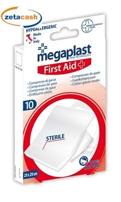 COMPRESSE DI GARZA 10 PEZZI MEGAPLAST 20 X 20 CM