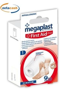 BENDA ELASTICA COESIVA MEGAPLAST AUTOADERENTE IN COTONE 1 BENDA ELASTICA COESIVA MEGAPLAST AUTOADERENTE IN COTONE