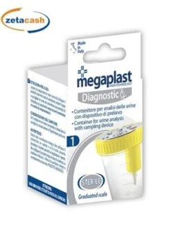 CONTENITORE ANALISI URINA CON DISPOSITIVO PRELIEVO MEGAPLAST